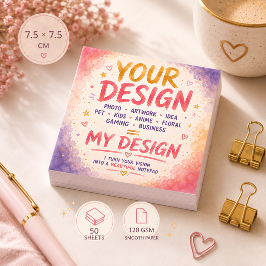 Premium Handmade Custom (7.5 × 7.5 cm) Notepad – Design Your Own