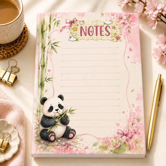 A6 Notepad – "Panda Blossom"