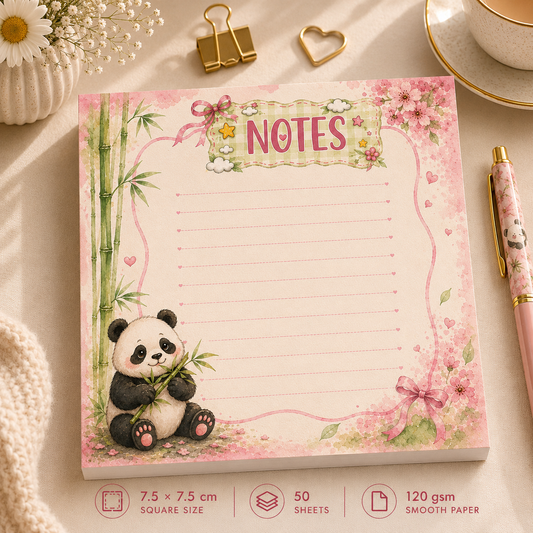 Mini Notepad 7,5 × 7,5 cm – "Panda Blossom"