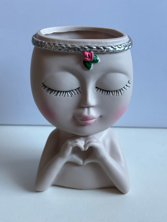 Luxury Modern Female Bust Plastic Storage Organizer with Floral Accents