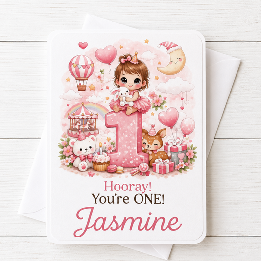 Personalised Baby Girl 1st Birthday Card