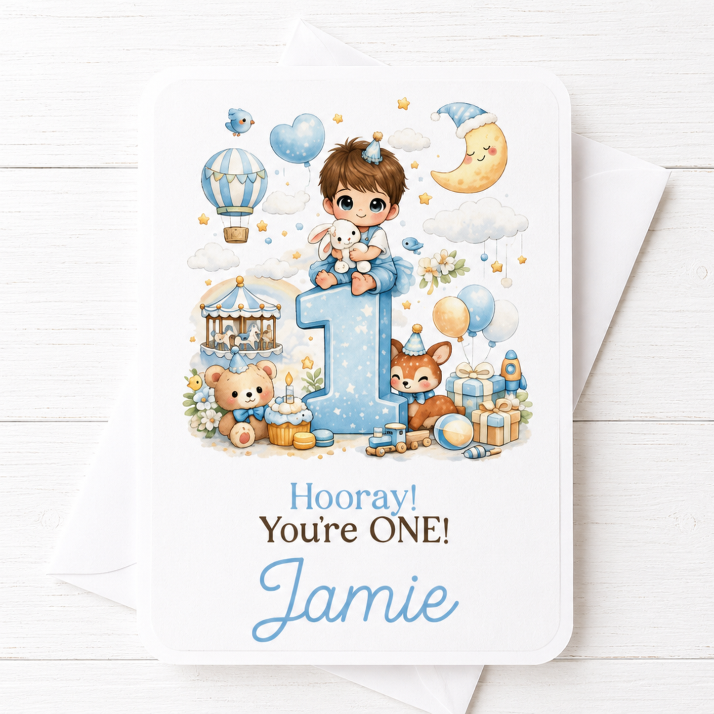 Personalised Baby Boy 1st Birthday Card
